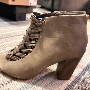 Dolce Vita Taupe Woven Heeled Boots